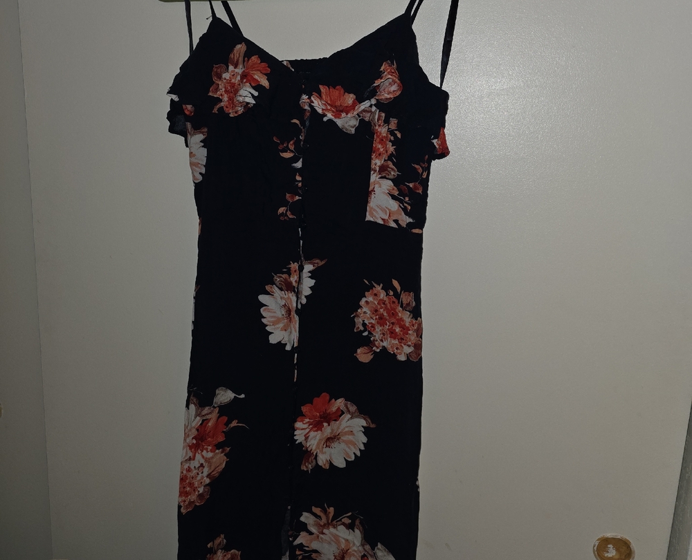 Band of Gypsies Black and Red Floral Midi Dress